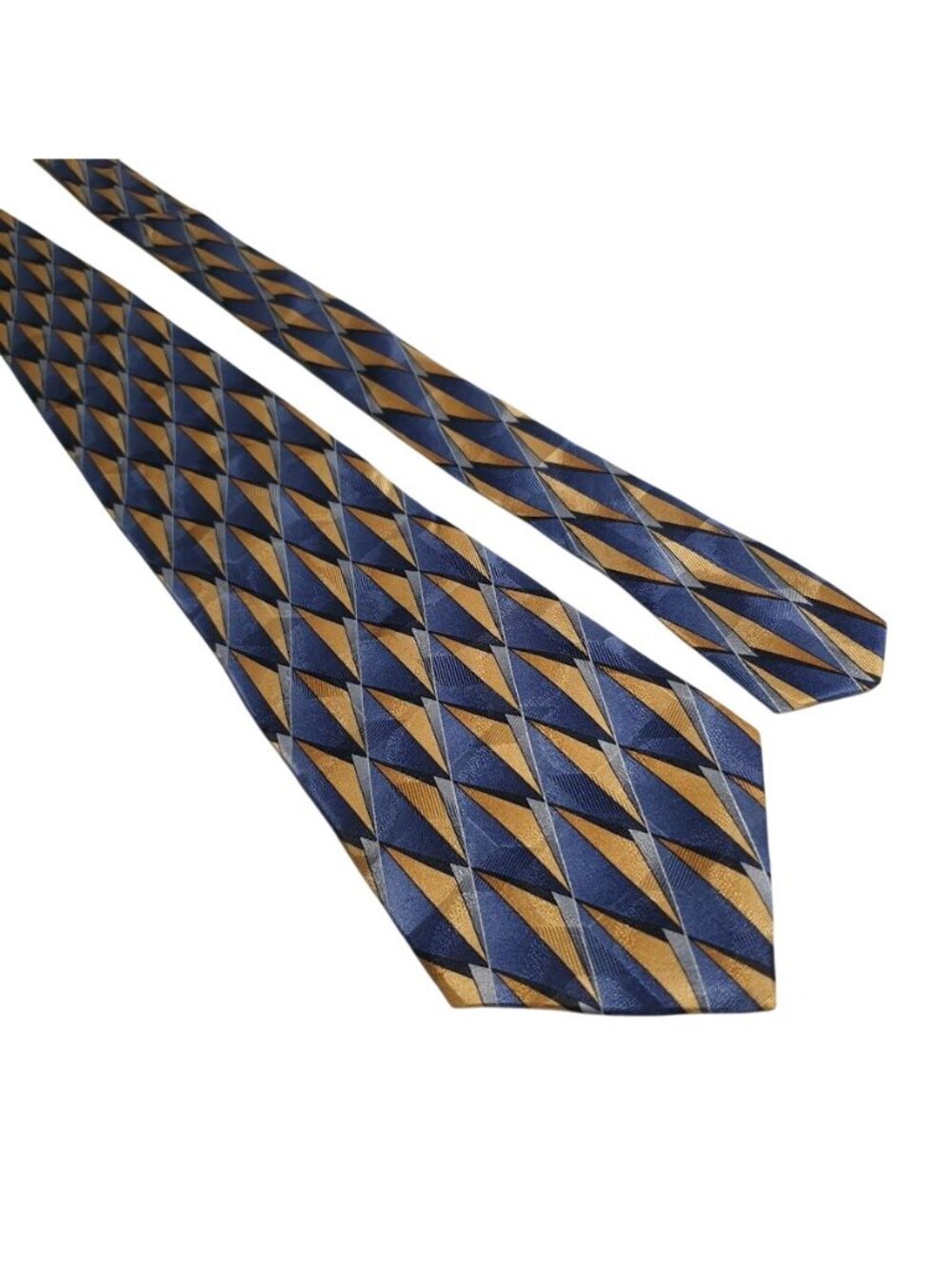 Arrow Mens Silk Geometric Necktie Blue Gold Diamond Pattern Office Work Gift